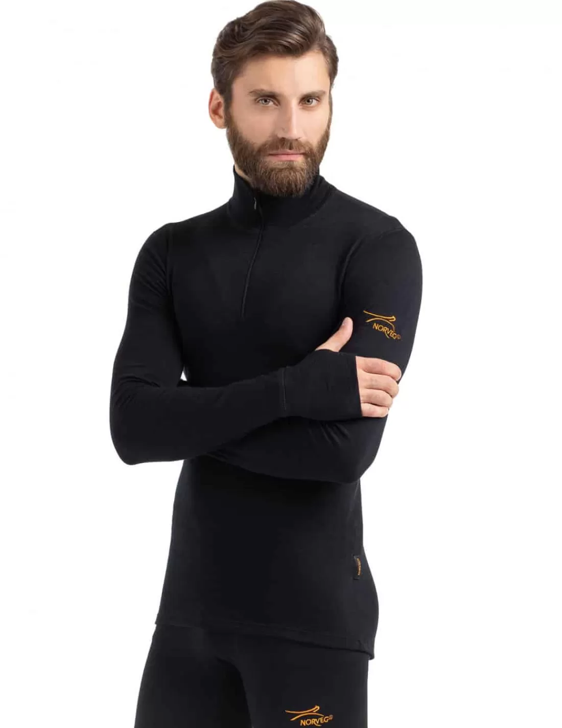 Shop Maillot Thermique Zippé Homme Norveg En Laine Mérinos -30°C Homme Sous-Vêtements Thermiques Homme