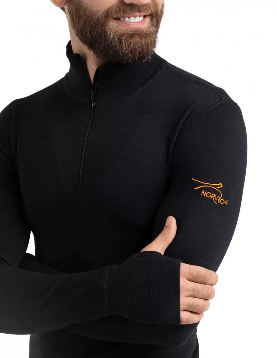 Shop Maillot Thermique Zippé Homme Norveg En Laine Mérinos -30°C Homme Sous-Vêtements Thermiques Homme