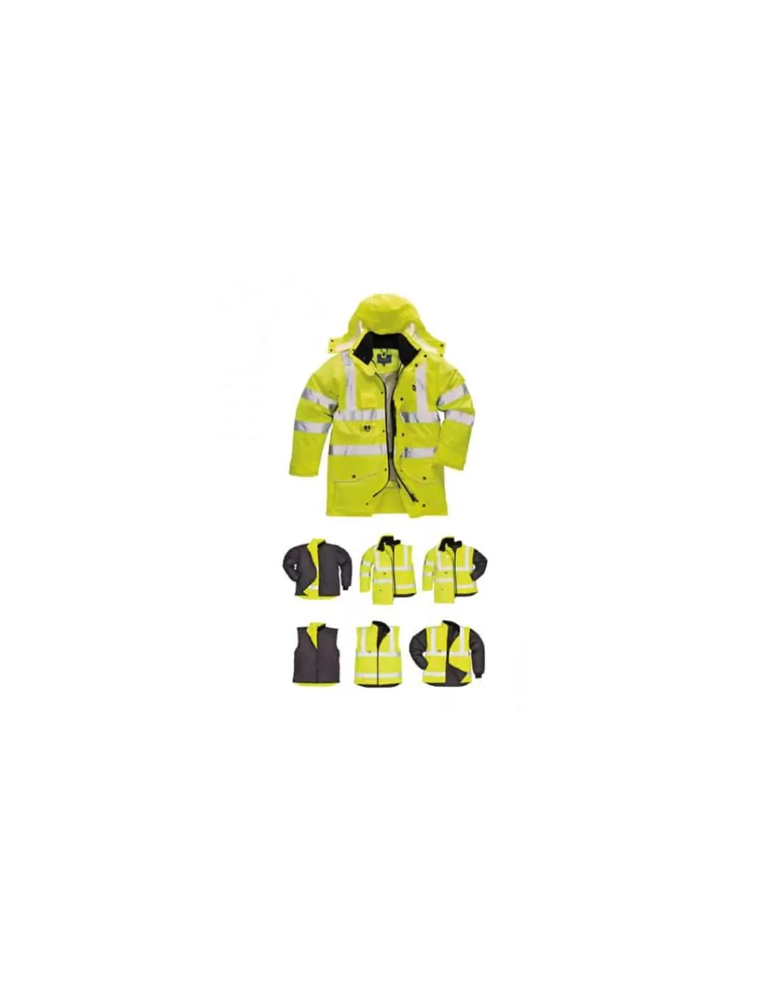 Discount Parka Hiver Doublé Haute Visibilité 7 En 1 Portwest Femme/Homme Parkas Chaudes Hiver Homme | Parkas Chaudes Hiver Femme
