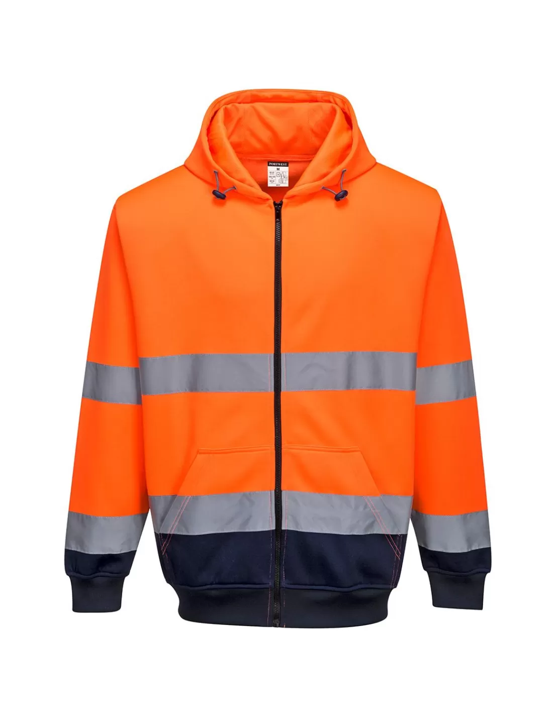 Fashion Sweatshirt Bicouleur Zippé à Capuche EN ISO 20471 Classe 3 B317 Portwest Sweat Haute Visibilite